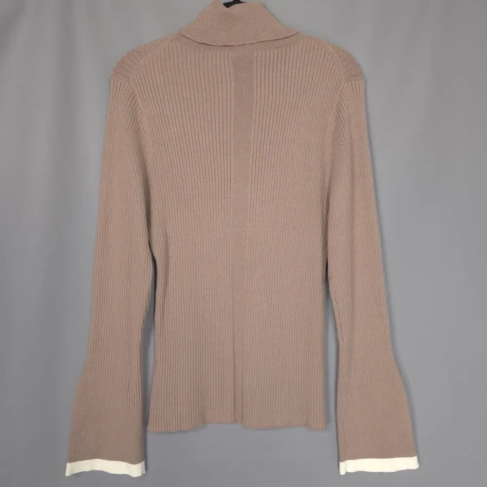 VARLEY Women’s Size M RAVENA Rib Knit High Neck Top Viscose Blend Fungi VAR02172